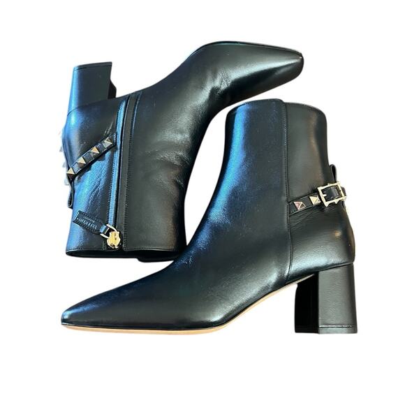 Valentino Garavani Rockstud Leather Block Heel Side Zip Booties NEW EU 35/US 5 - Picture 13 of 16